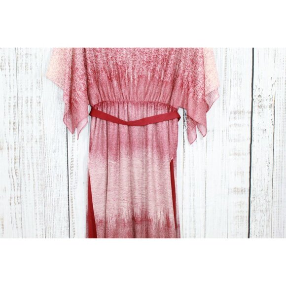 Vintage Lady Carol Ombre Tie Dye Belted Shirt Dress Maroon Cream Size XL - Picture 10 of 12